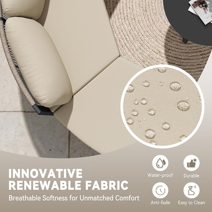 Crestlive Curved Patio Furniture Set, Modular Half Moon 6-Seater Sofa with Round Coffee Table, Aluminum Outdoor Sectional with 4.3" Cushions, All-Weather Couch for Backyard, Deck, Porch, Poolside