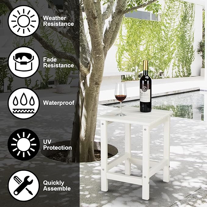 Generic Adirondack Outdoor Side Table, 2-Tier Patio End Table, Small, Black HDPE End Table for Outdoor, Patio, Indoor, Garden, Porch, Balcony