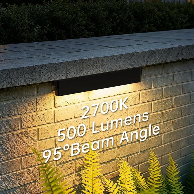 4 Pack 7 Inch Retaining Wall Lights, 5W 500LM, 2700K Soft White | 12V AC/DC Low Voltage LED Hardscape Lighting, IP65 Waterproof Landscape Light, Outdoor Step Light for Patio Walls Stairs, ETL