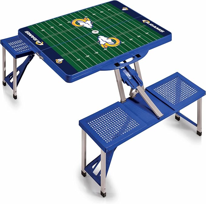 PICNIC TIME NFL Picnic Table Portable Folding Table with Seats and Umbrella