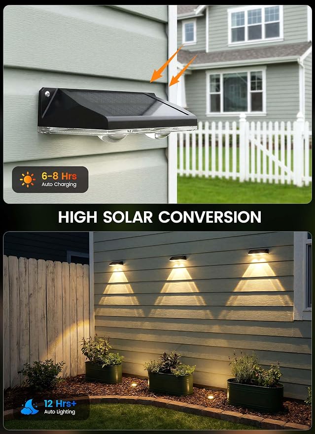 Brightown 6 Pack Solar Fence Lights Outdoor, 3000/4000/6000K RGB 11 Colors | 3 Modes Solar Powered Fence Lights, IP65 Solar Deck Step Flood for Outside Yard Patio Home Improvement Wall Railing