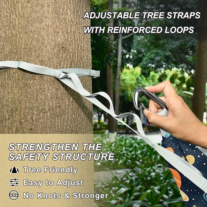 Camping Hammock Outdoor Hammocks for Outside Space Planet Cute Navy Beach Trees Portable Lightweight with Pockets Tree Straps Indoor