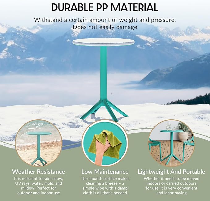 WestinTrends Playa 23.5" Outdoor Polypropylene Resin Round Patio Bistro Dining Table for 2, Turquoise