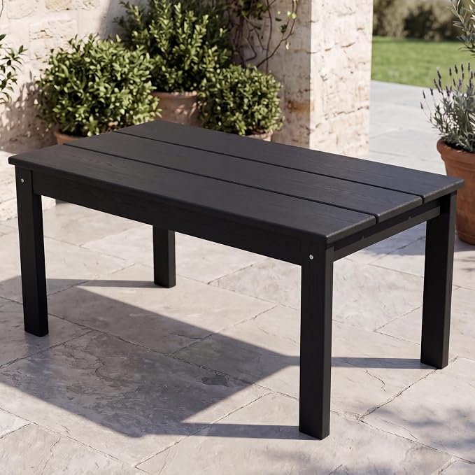 AreShark 3-Piece HDPE Patio Conversation Set, All Weather Outdoor Couch Set with Thick Cushions, Outdoor Sectional Outdoor Sofa Set for Lawn, Deck, Backyard, Black & Grey