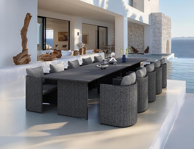 PURPLE LEAF 157-Inch Aluminum Patio Dining Set for Grand Party Hosts, 11-Piece Outdoor Dining Table and Chairs with Sun-Resistant Olefin Cushions for Backyard Dinner Parties and Poolside Hosting Grey