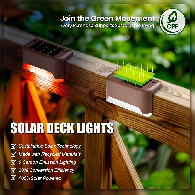 SOLPEX Color Changing Solar Deck Lights, 16 Pack Waterproof LED Lights | Step Lights for Decks,Stairs,Fences,Yards and Patios