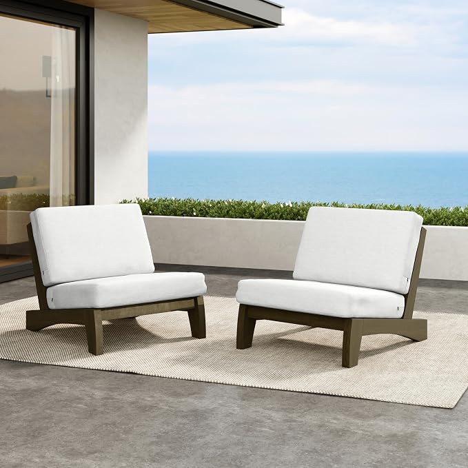 2 Pieces Patio Furniture Sets, All-Weather Outdoor Wood Bistro Set Patio Conversation Chiarsfor Balcony, Backyard