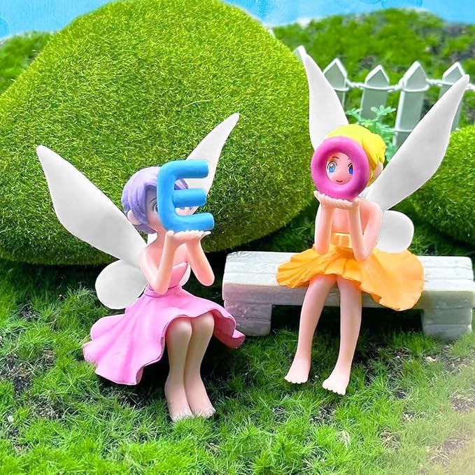 Suartus Miniature Fairy Figurines - 4Pcs Small Fairies Ornaments Resin Mini Fairy Figurines Tiny Elf for DIY Fairy Garden Flower Pot Bonsai Micro Landscapes Craft Decoration Accessories (Love)