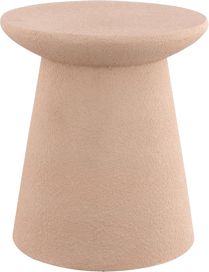 JONATHAN Y Hollie Polyresin Outdoor Side Table and Stool, 18" All-Weather Textured Round Pedestal Accent Table for Patio, Garden, Modern Minimalist, Pink Frosted TBL1108B