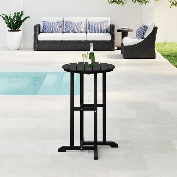 WestinTrends Malibu 37" Counter Height Round Outdoor Patio Bistro Bar Table, Black