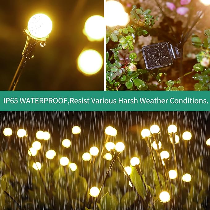 vignuto Solar Lights Outdoor Waterproof,6 Packs 48LED, Garden Decor, Patio Decor, Firefly Lights Solar Outdoor, Unique Gifts for Women