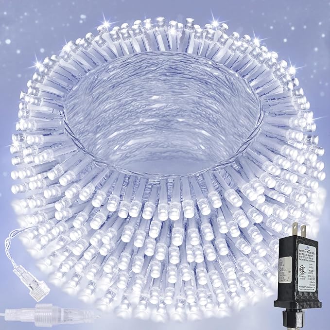 200 LED Connectable String Lights, 66FT Christmas Lights Outdoor Indoor | Cool White, 13 Modes, Timer, Clear Wire Waterproof Twinkle Fairy Lights Plug in for Bedroom Classroom Patio Xmas Tree Decor