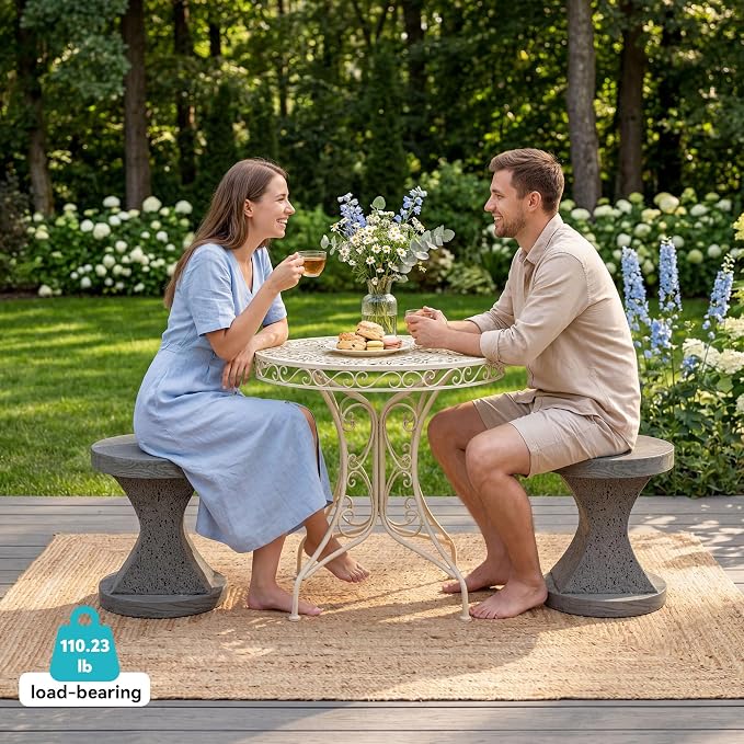COSIEST MgO Concrete Side Table, 19.88 Inch Outdoor Patio End Accent Table Modern Coffee Table for Garden Balcony Backyard, Gray, 1 Pack