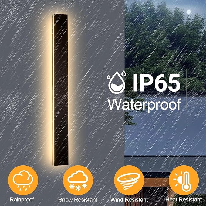 AioTio 39.3in Modern Outdoor Wall Light for House, Black Upgraded 4.72in Wide 3000K Waterproof IP65 Porch Lights Wall Sconce,Long LED Linear Outside Exterior Lighting Fixtures for Garage,Front Door