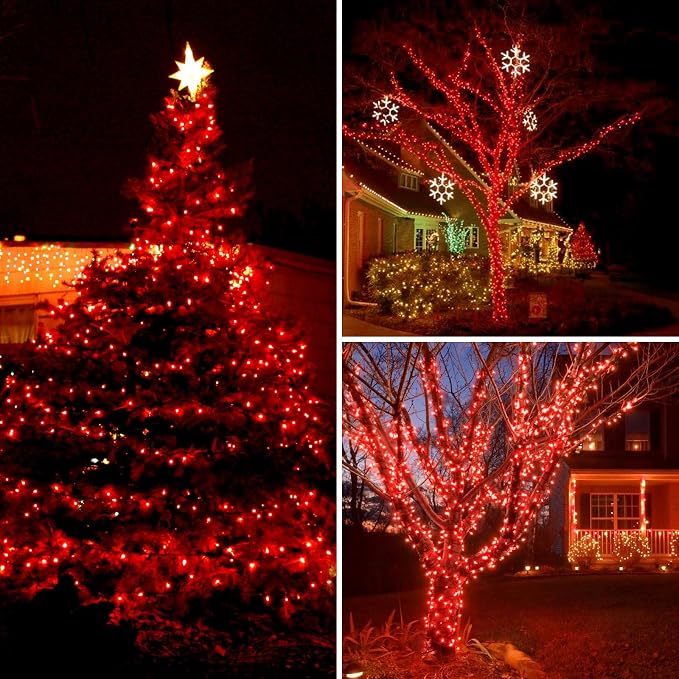 200 LED Connectable String Lights, 66FT Christmas Lights Outdoor Indoor | Red, 13 Modes, Timer, Clear Wire Waterproof Twinkle Fairy Lights Plug in for Bedroom Classroom Patio Xmas Tree Decor
