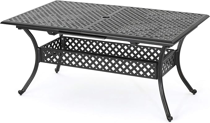 Christopher Knight Home Abigail Outdoor Cast Aluminum Expandable Rectangular Dining Table, Shiny Copper Finish