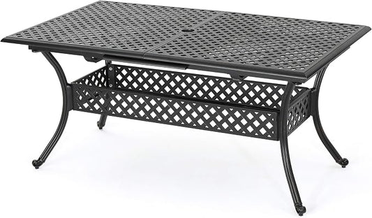 Christopher Knight Home Abigail Outdoor Cast Aluminum Expandable Rectangular Dining Table, Shiny Copper Finish