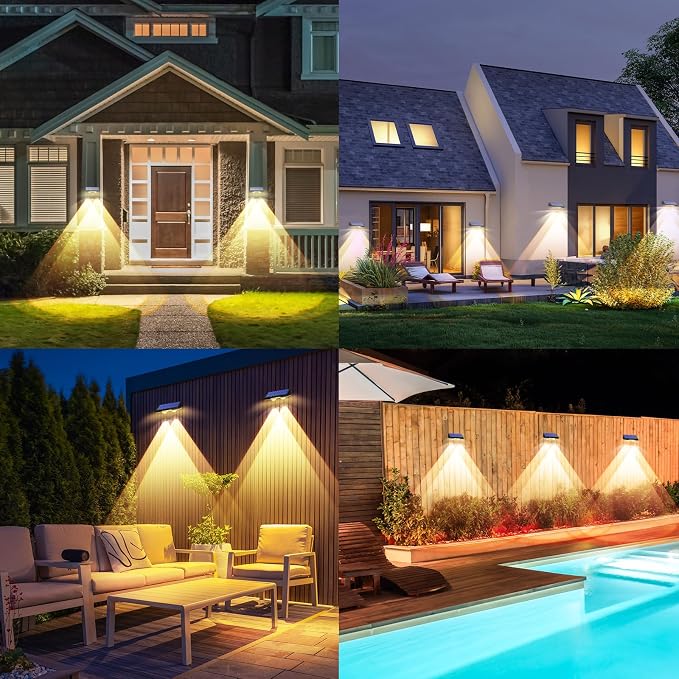 TECKNET Solar Fence Lights Outdoor, Solar Lights for Driveway Fence(12Pack) | 3 Color Modes, IP66 Waterproof with High-Brightness LEDs for Patio, Wall, Railing and Backyard
