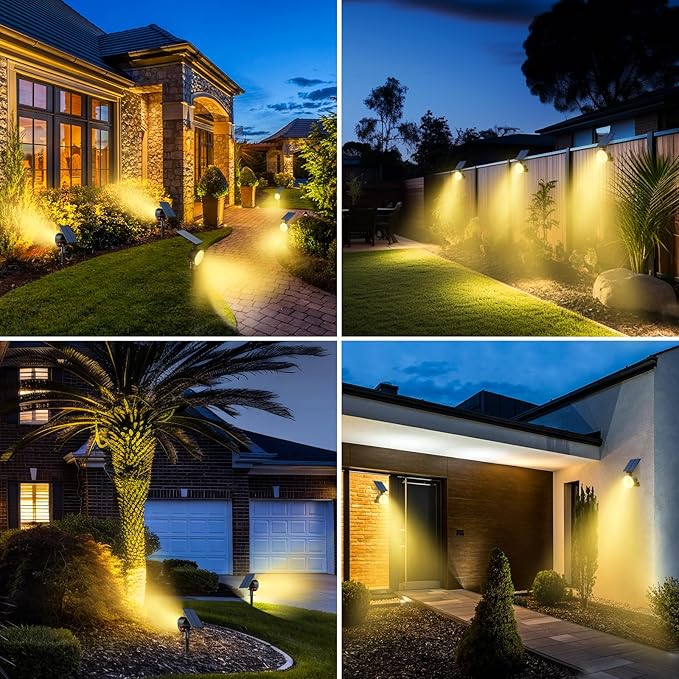 nipify Solar Spot Lights Outdoor Waterproof, Landscape Spotlights | Warm White, 6 Pack/53 LED/3 Modes, Adjustable Solar Panels, Auto On/Off, Uplights Lighting for Outside Tree Yard Flag Garden