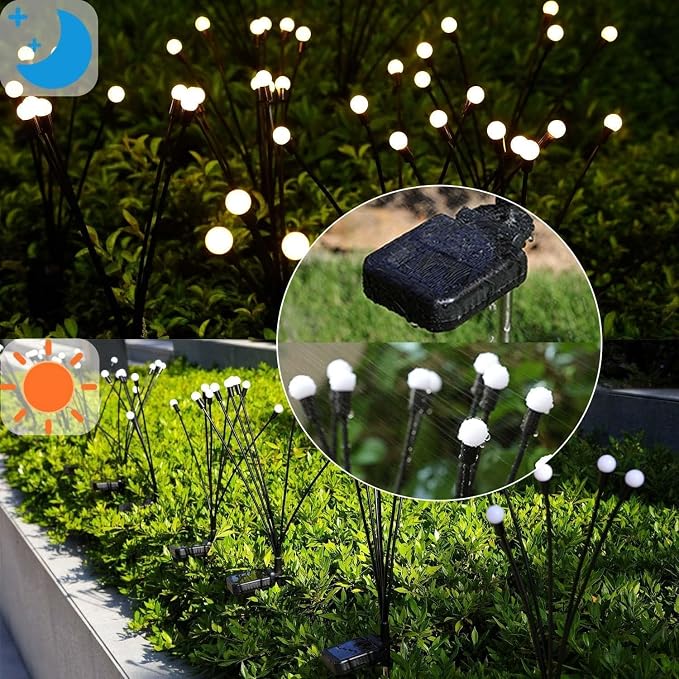 Solar Garden Lights Outdoor Waterproof, Swaying Firefly Light, Garden Decor | 6 Pack Solar Firefly Lights, Auto On/Off Decor for Yard, Patio, Pathway and Lawn, Gifts for Women, Christmas Decor