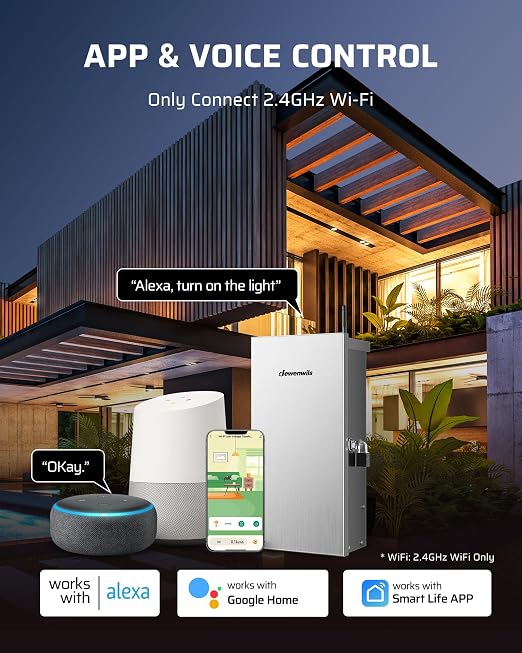 DEWENWILS 300W Wi-Fi Low Voltage Landscape Transformer 2.4GHz ONLY | 3 Zones, 120V AC to 12V/14V AC, Landscape Lighting Transformer for Low-Voltage Landscape/Hallway/Stairwell Lights