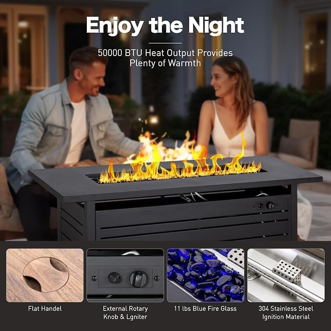 SUNSHINE VALLEY 5 Piece Metal Outdoor Patio Furniture Sets with Firepit Table, Patio Conversation Sets 1 3-Seater Sofa, 1 2-Seater Loveseat, 2 Single Sofa with 5.75" Cushion for Backyard Deck, Gray
