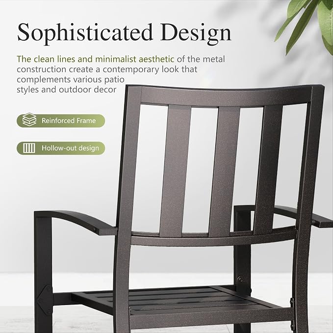 Sophia & William Patio Table and Chairs Set, Outdoor Dining Set for 8, 9 Piece Metal Patio Furniture, 57.5" Square Table with Wood-Like Tabletop(Stripe)