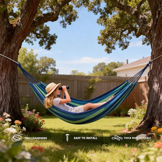 Outdoor Amacas Garden Camping Hammock,Hammock Portable with Carrying Bag for Patio Yard Garden Backyard Porch Travel ﻿