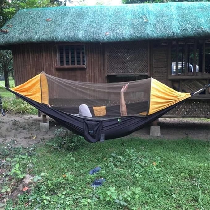 Hammock 290x140 Cm Camping Hammock Tent with Mosquito Net and Sunshade, for 2 Person, Lightweight Hanging Hammocks Hamock Outside