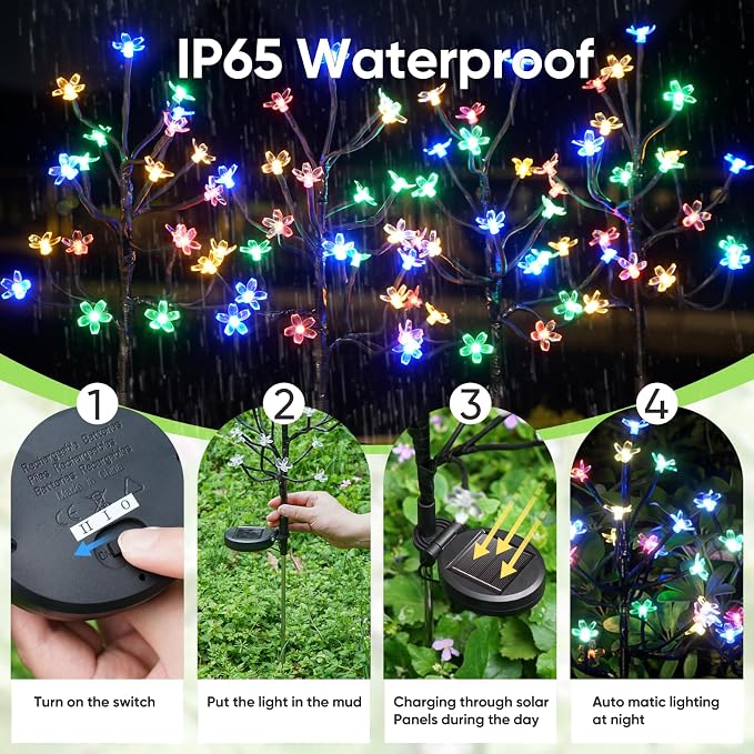 Solar Garden Lights Garden Decor, Solar Flowers Outdoor Decorative,2Pack 40LED Fairy Solar Lights Outdoor Waterproof Outside Yard,Patio,Pathway Decorations,Gardening Gifts for Women Mom