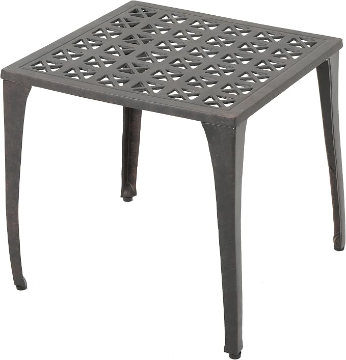 Christopher Knight Home Kai Outdoor 18" Cast Aluminum Side Table, Bronze Finished