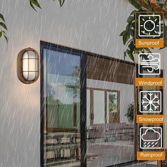 WISBEAM LED Bulkhead Light Bronze, Outdoor LED Wall Light for House, Dimmable, 6W Replace 60W, 450 Lumen 3000K Daylight White 80CRI, Waterproof, ETL Rated