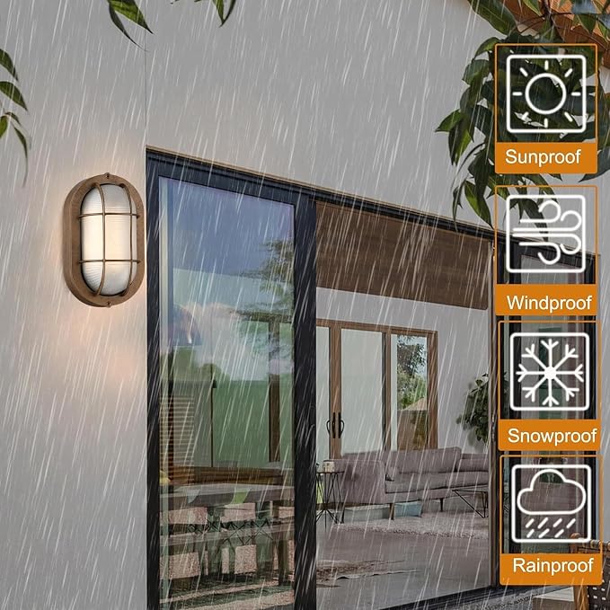 WISBEAM 2 Pack LED Bulkhead Light Bronze, Outdoor LED Wall Light for House, Dimmable, 6W Replace 60W, 450 Lumen 3000K Daylight White 80CRI, Waterproof, ETL Rated