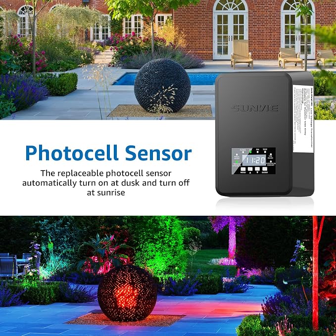 SUNVIE RGBW Landscape Lighting Kit with 300W Transformer, Waterproof, 12PCS | 12-24V LED Low Voltage Landscape Lights, Aluminum Landscape Spotlights Color Changing for Christmas House Yard Tree Garden