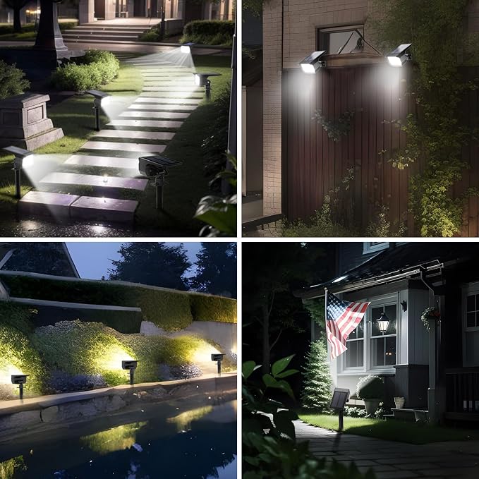 Tadyreal Solar Spot Lights Outdoor 10 Pack, [46 LED/3 Modes] Solar Landscape Spotlights Waterproof, 2-in-1 Auto On/Off Solar Powered Lights for Outside Yard Garden Wall Pathway(Cool White)