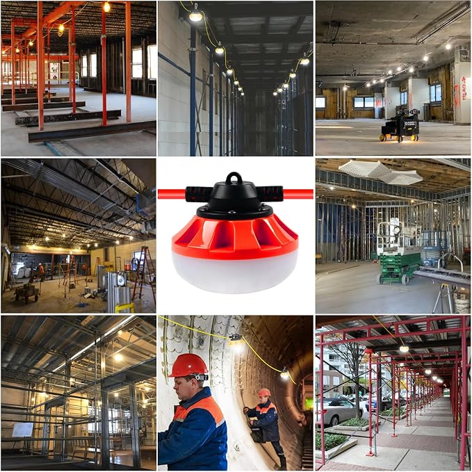 LED Construction Light, Christmas String Lights,200FT,2Prong | 20000LM Industrial LED Work Lights, Super Bright Temporary Lighting for Job , Work,Outdoor, Indoor