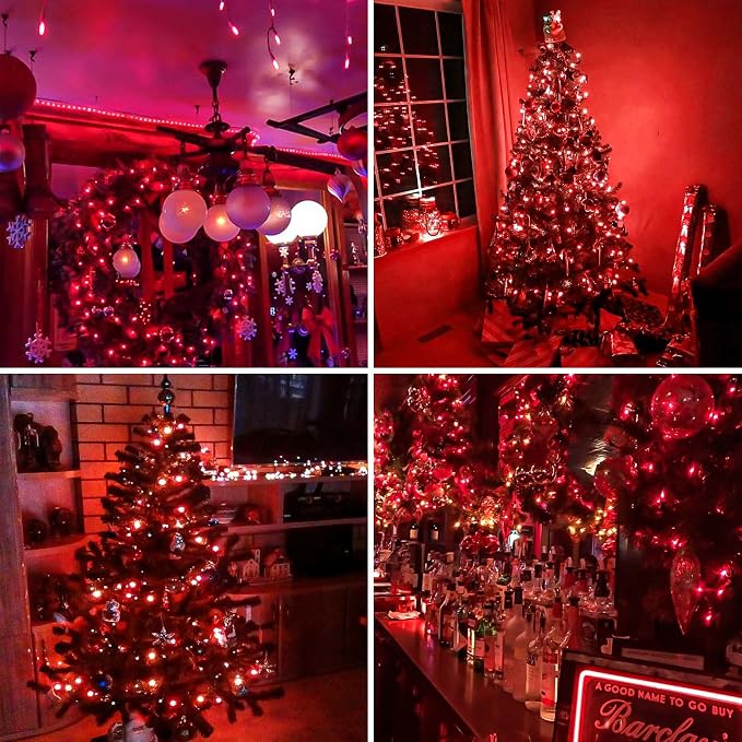 200 LED Connectable String Lights, 66FT Christmas Lights Outdoor Indoor | Red, 13 Modes, Timer, Clear Wire Waterproof Twinkle Fairy Lights Plug in for Bedroom Classroom Patio Xmas Tree Decor
