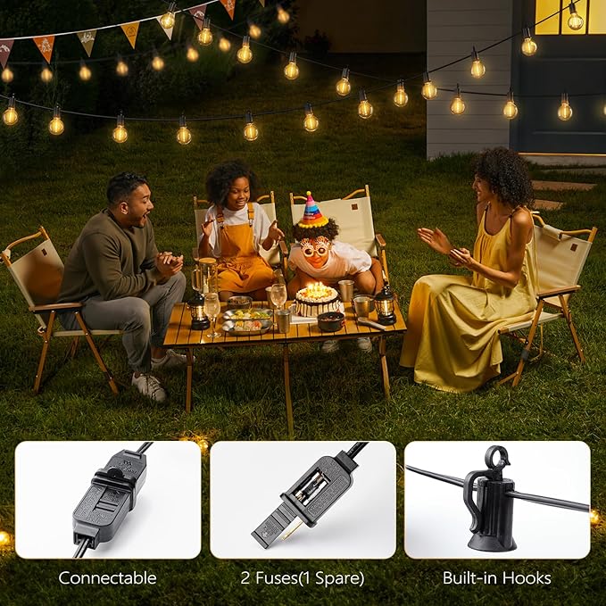Brightown Outdoor String Lights, 35FT with 30 Bulbs, Waterproof Connectable | Patio Lights with Shatterproof G40 Replaceable Bulbs, Plug-In Outside Hanging Light for Backyard Bistro Porch Party Decor