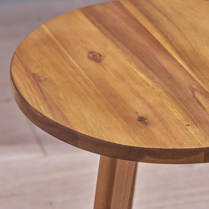 Great Deal Furniture GDFStudio Outdoor Side Table, Farmhouse-Style, Naturally-Stained Acacia Wood Frame