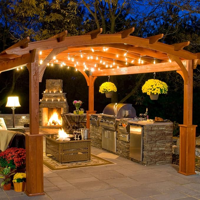 3 Colors 48FT Outdoor String Lights with Remote, 3 Modes, White | Plug in, Jump/Fade/Static Modes, 2700K/4000K/5000K, 15 S14 Bulbs, Waterproof, Dimmable, for Wedding Birthday Party Decor