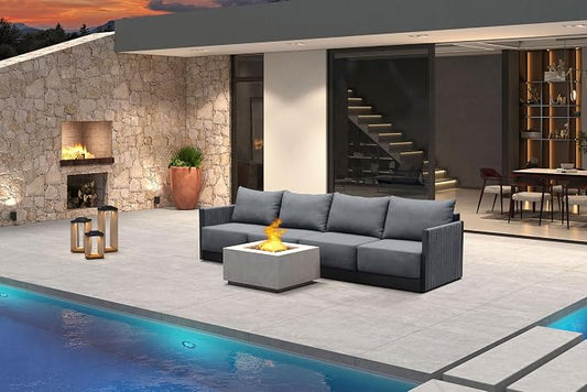 PURPLE LEAF 4-Piece Small Conversation Set Patio Conversation Sets All Weather Outdoor Couch Sectional Set with Cushion for Garden Poolside Backyard Gray