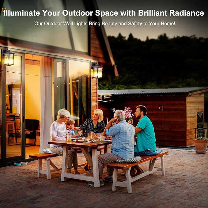 Bronze Dusk to Dawn Wall Mount Porch Lights, Exterior Light Fixtures | Auto On and Off, Anti-Rust Metal Frame, Tempered Glass, E26 Socket, Easy DIY Install on Porch, Garage