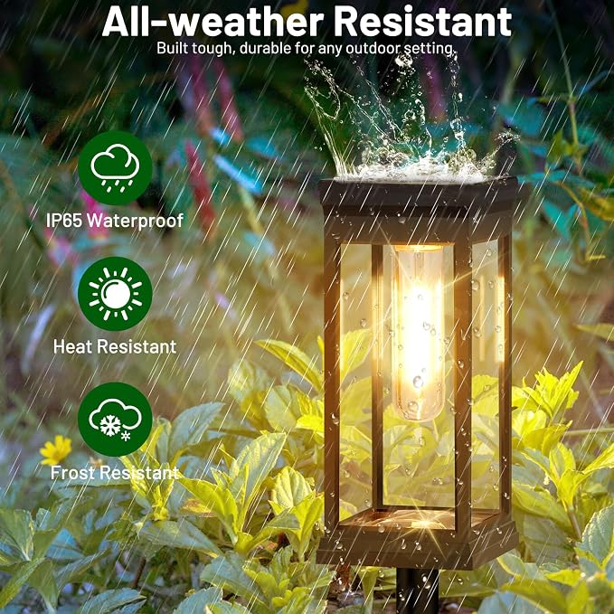 BesLowe 2-Pack Solar Pathway Lights Outdoor, Landscape Lights Warm White | Upgraded Large Size & Bright LED, Auto ON/OFF, IP65 Waterproof, Easy Installation, Solar Powered Lights for Garden Walkway