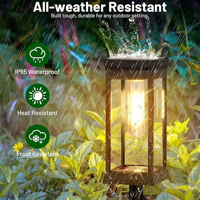 BesLowe 4-Pack Solar Pathway Lights Outdoor, Landscape Lights Warm White | Upgraded Large Size & Bright LED, Auto ON/OFF, IP65 Waterproof, Easy Installation, Solar Powered Lights for Garden Walkway