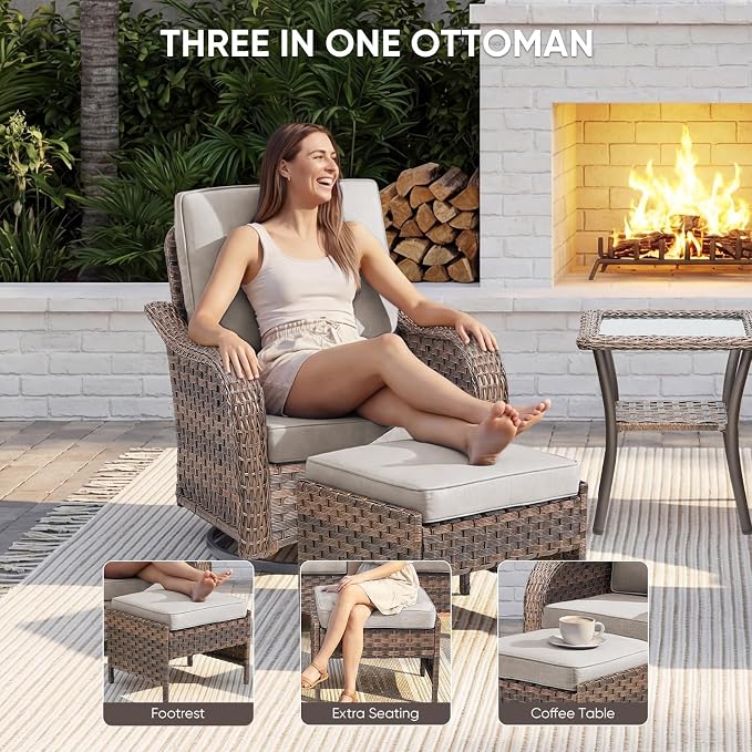 Outdoor Patio Loveseat, All-Weather Hand-Woven PE Wicker 2 Seat Sofa with Thick Cushions, High Back & Deep Seat, Ergonomic Design for Porch, Deck, Balcony, Garden, and Backyard(Beige)