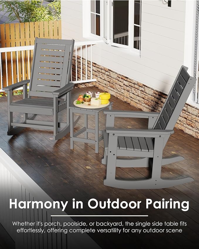 GREENVINES Adirondack-Outdoor-Side-Table | HDPE Plastic | Single-Tier | 14 x 13 in | Weatherproof | Gray | End Tables | for Patio Porch Backyard Indoor
