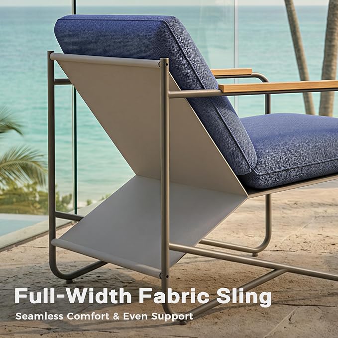 Premium 3-Piece Outdoor Patio Furniture Set with Comfortable Cushions, Weather-Resistant Frame & Compact Design for Small Balcony, Backyard & Porch,Blue