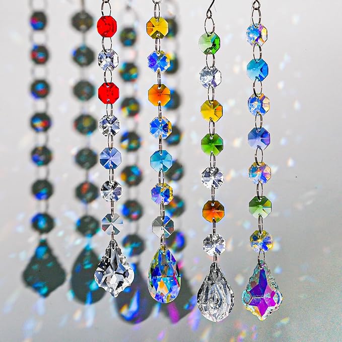 212pcs Sun Catcher Crystal Making Kit for Adults Prism Crystals Lamps Decor | K9 crystal prism suncatcher, rainbow maker for window & home, 12 hanging prisms set, shiny decor pendants chandelier part