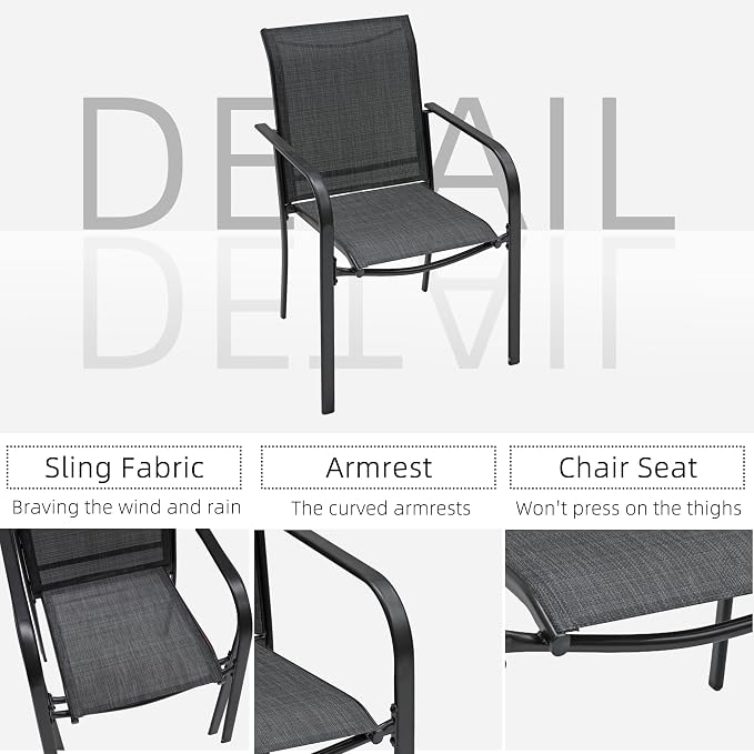 Outdoor Patio Furniture Set,4 Piece Stackable Patio Chairs and 35" Steel Dining Table with 1.6" Umbrella Hole,Suitable for All-Weather