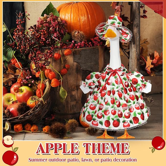 FuWeave Fall Porch Goose Outfit for Lawn Decor | Fits 23"/17" Lawn Plastic/Cement Statue Goose Costume Dress for Front Outdoor Courtyard Garden Patio Yard Decoration